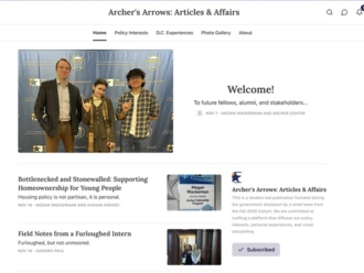 Screenshot of the Archer's Arrows home page.